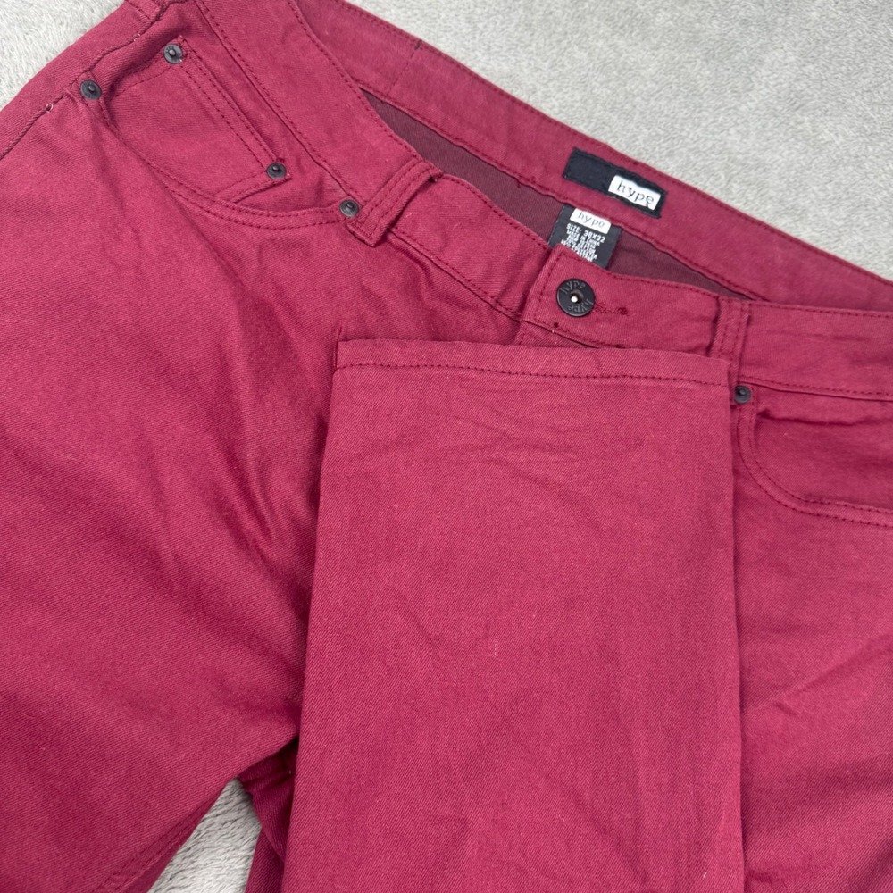 Hype Slim Straight Pants Mens 38x32 Burgundy Excellent Stretch Cotton Maroon